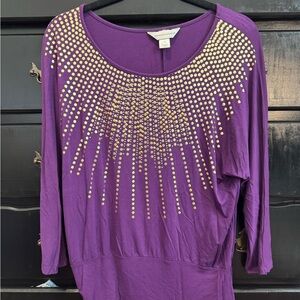 Purple and Gold Embellished Women's Top